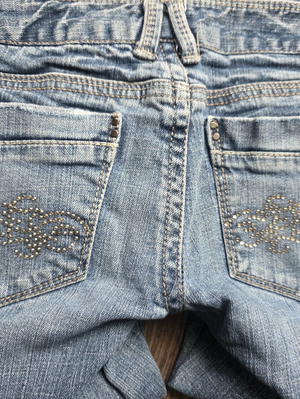 βAeropostale Vintage 2000s Medium Wash Low Rise Flared Bootcut Denim Jeans Size - Picture 6 of 7